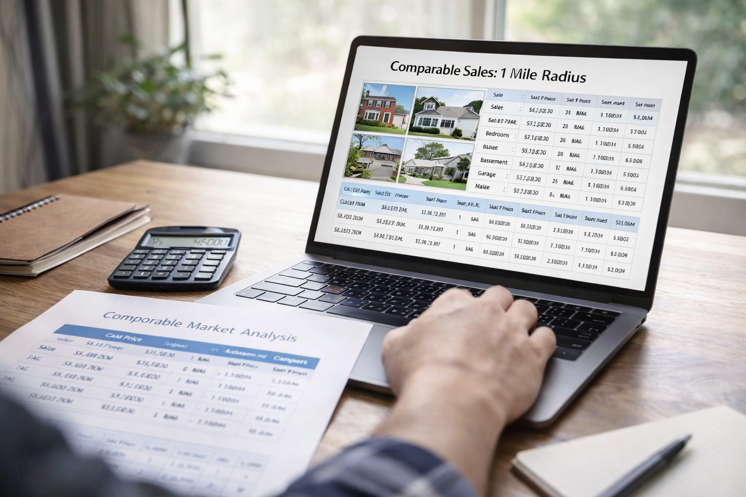 Reviewing comparable home sales data while pricing a property in Michigan