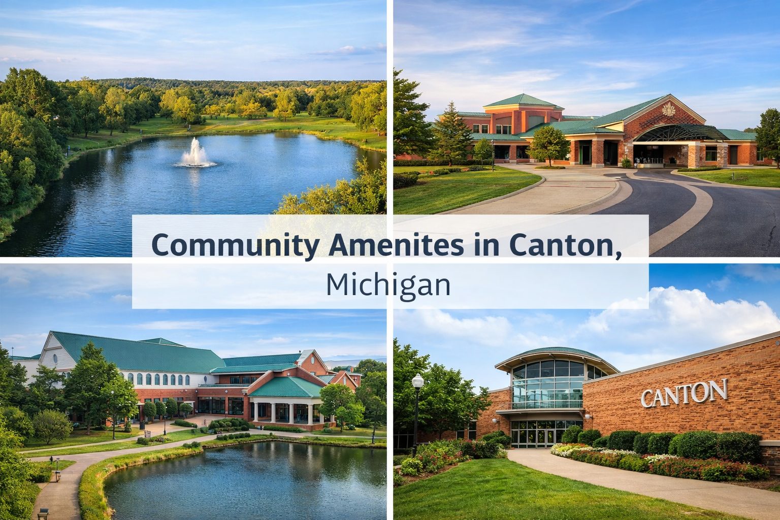 Heritage Park, Summit on the Park recreation center, and Canton Public Library in Canton Michigan